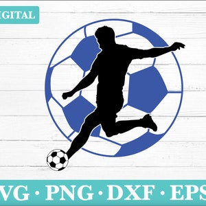 Soccer Player Silhouette SVG Clipart (Instant Download)