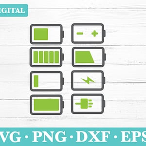 Battery  Svg, Battery Svg Bundle, Low Battery Svg, Full Battery Svg, Battery clipart, png, eps, dxf