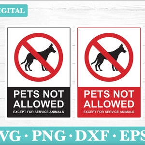 No Pets Allowed Sign with Dog Silhouette (Digital Download)