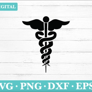 Caduceus Symbol SVG: Medical Silhouette Cut File (Digital Download)