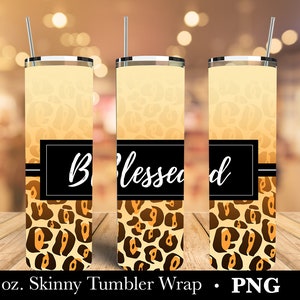Leopard Print 20oz Skinny Tumbler Sublimation Design (PNG)