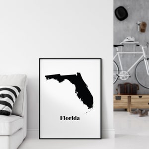 Florida Art, Florida Map, Florida Print, Florida Art, Florida Sign, Kaart van Florida, Digitale Prints