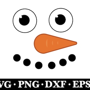 Christmas Snowman Face Digital Download Svg, Vector Cut file for Cricut, Silhouette, Pdf Png Eps Dxf, Decal, Sticker, Vinyl, Pin Active