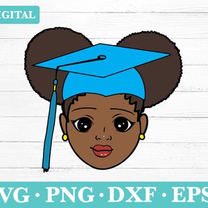 Black Girl With Graduation Cap Download Svg, Afro Girl Clipart, Cute Black Girl silhouette SVG, svg, png, eps, dxf