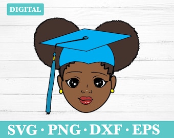 Afro Girl Graduation Cap SVG: Black Girl Clipart (Digital Download)