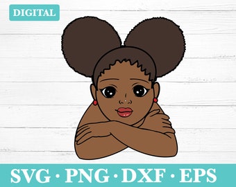 Resting Black Girl Clipart, Afro Girl Silhouette (svg, png, eps, dxf)