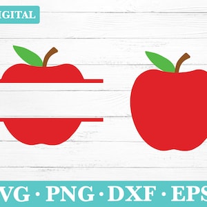 Apple Name Frame SVG: Teacher Clipart, Split Monogram (Digital Download)