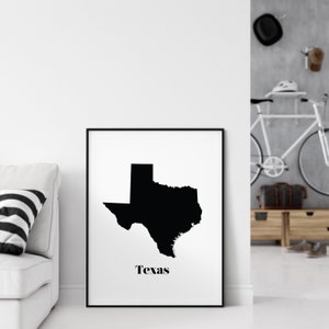 Texas Map Art Print: Minimalist State Silhouette (Digital Download)