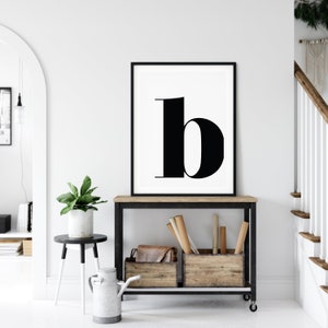 B Letter Print, B Print, Druckbare Kunst, Alphabet Print, Typografie, Schwarz-Weiß, Minimalistisch, Wanddekoration