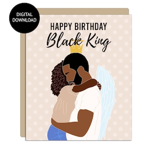 Alles Gute zum Geburtstag Black King druckbare Grußkarte, digitaler Download, Black Man Grußkarte, Karte für Black Vater Geburtstag