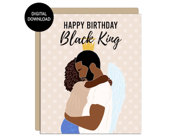 Happy Birthday Black King Printable Greeting Card Digital - Etsy