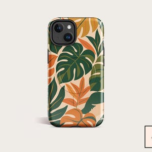 TROPICAL RUSH Tough Phone Case | Jungle Leaves Pattern for Models 16, 15, 14 Pro Max Plus