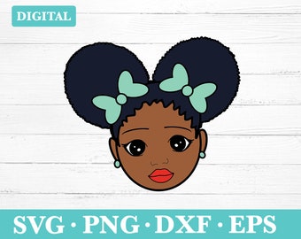 Black Girl  Download Svg, Afro Girl Clipart, Cute Little Girl silhouette SVG, svg, png, eps, dxf