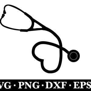 Stethoscope Heart SVG: Vector Cut File for Cricut, Silhouette (Digital Download)