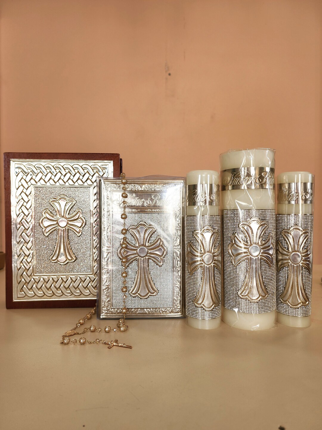 Embossed Wedding Set / Wedding Bible / Embossing Set / Swarovski Stone