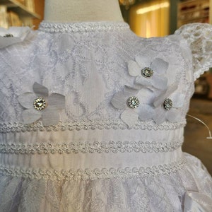 White lace baptism dress with Bow accent