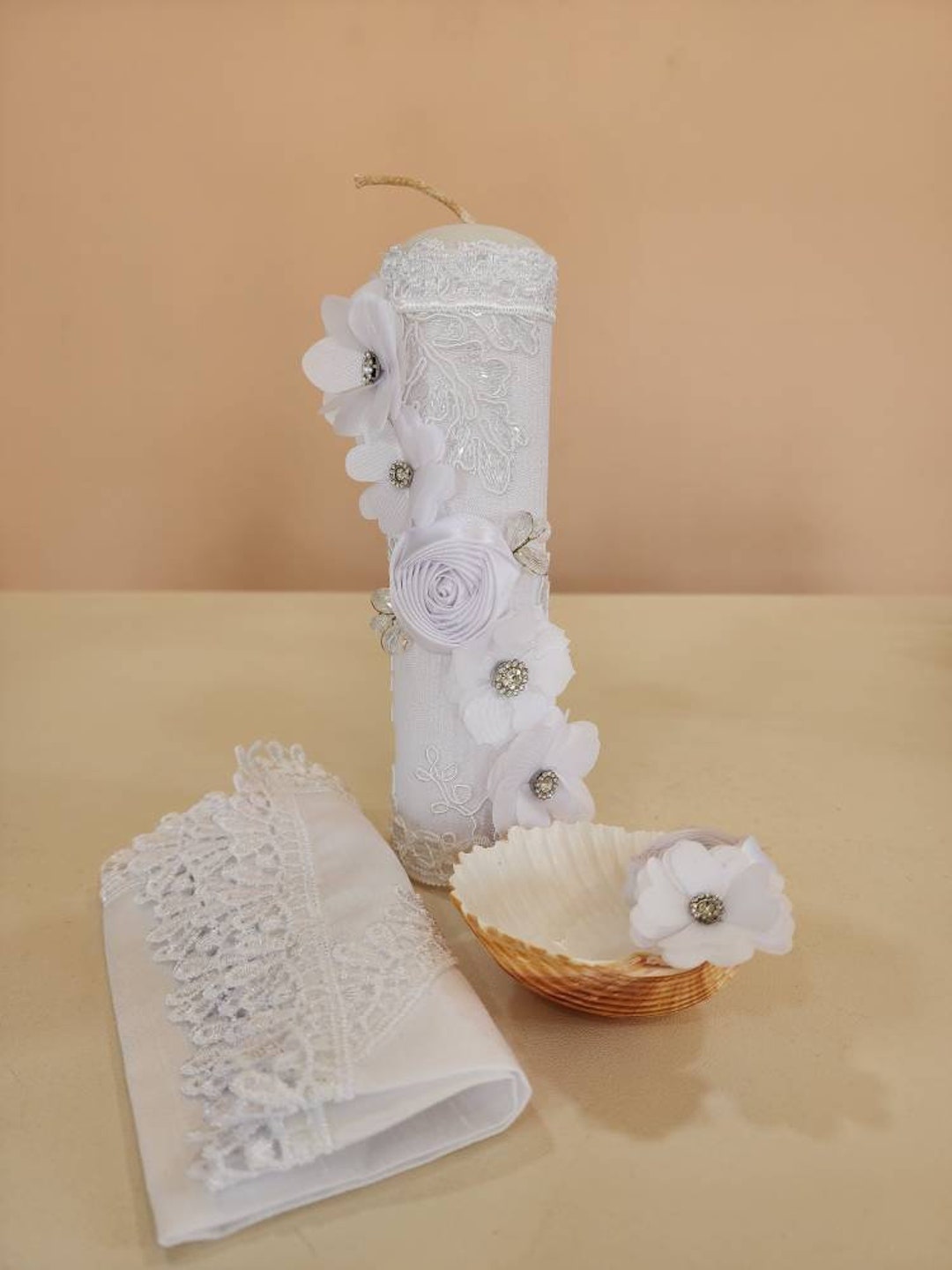Handmade Christening Candle Set Baptism Candles Christening Gift