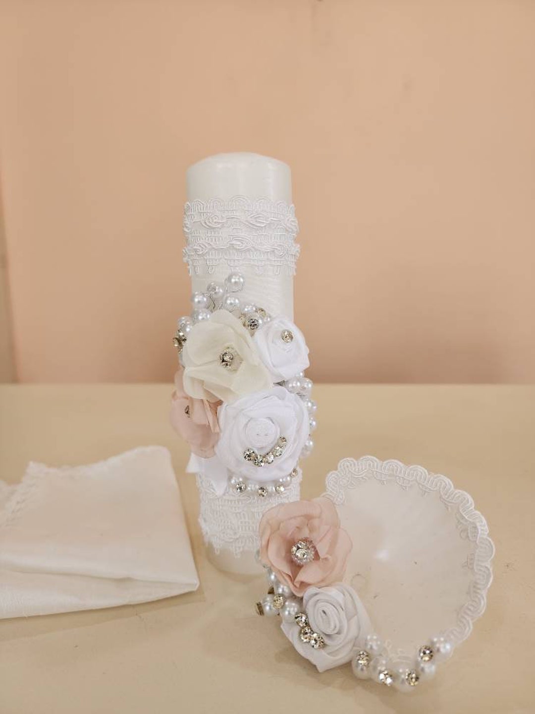 Handmade Christening Candle Set Baptism Candles Christening Gift