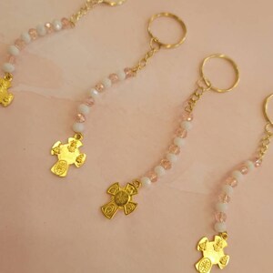 12 Pieces decenary Key Chain, pink,Christening Favor, Baptism Favor, Communion Favor, Confirmation Favor, Baptism Thank you