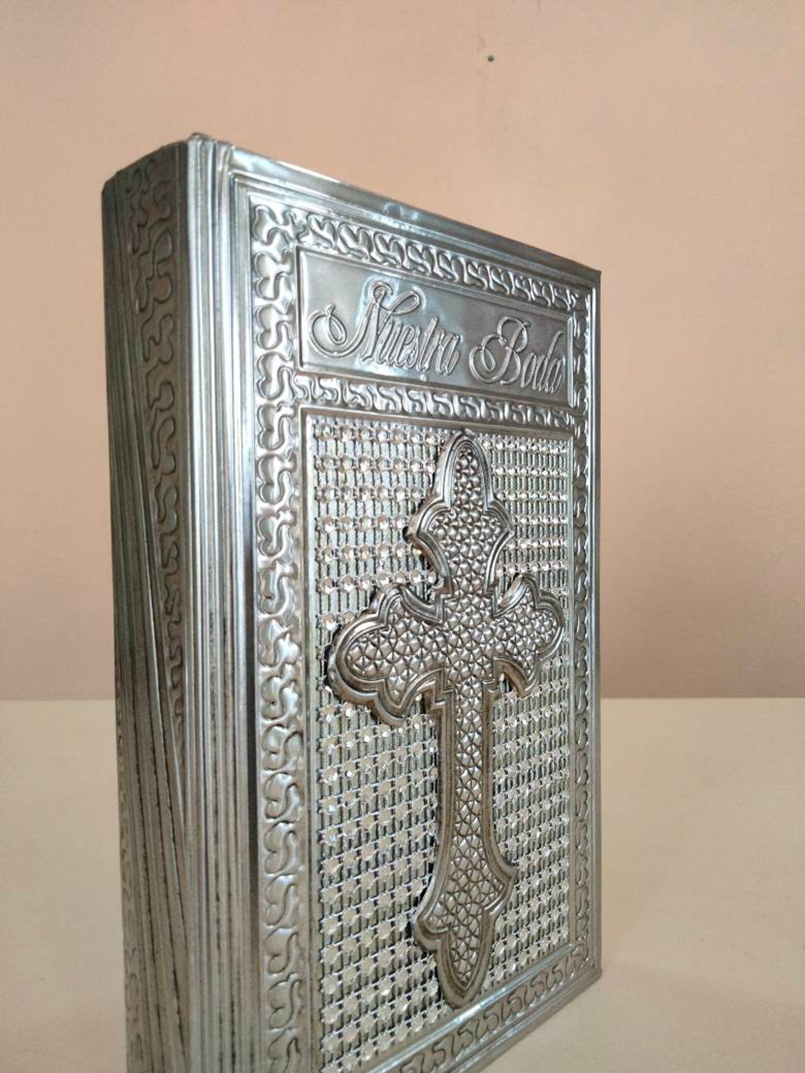 Beautiful embossed Catholic Bible for wedding Silver Etsy