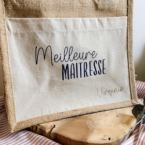 Mini sac cabas personnalisé - Maitresse Atsem - Cadeaux fin d'année - collection merci