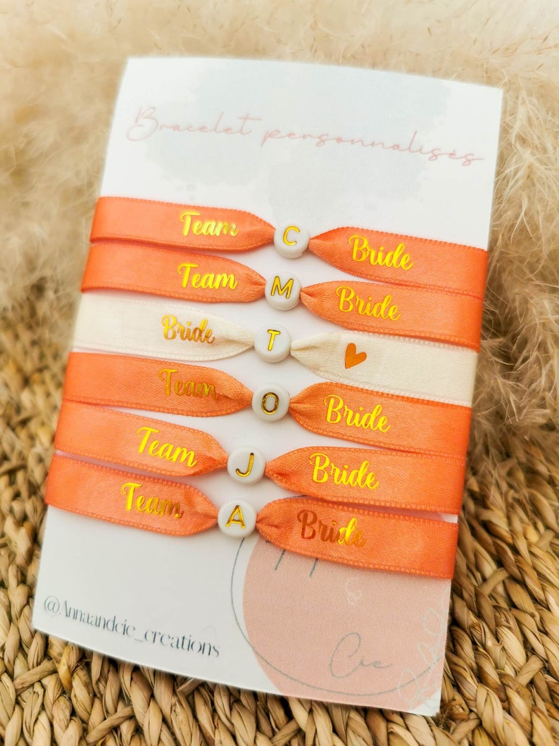 Lot bracelet ruban EVJF Corail