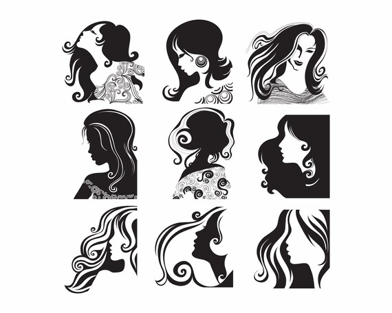 Women-hairstyle Art Clipart-silhouette Vector Laser Cut Files - Etsy Canada