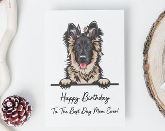 CARDS | German Shepherd Happy Birthday Card To The Best Dog Mom/Dad Ever, Card For Pet Owner, Puppy, Dog Greeting Card, Best Dog MOM, Doggie