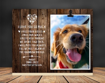 Personalized Pet Memorial Gift, Desk Picture Frame, The Rainbow Bridge, Pet Sympathy Gift For Pet Loss, Custom Dog Pet Keepsake Photo Frame