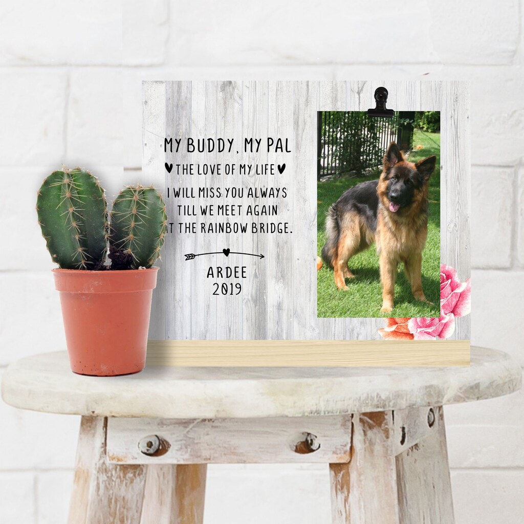 Cornice Commemorativa Ponte Arcobaleno Per Animali Domestici – 20x25 Cm, Legno, Con Passepartout Per Foto 10x15 Cm