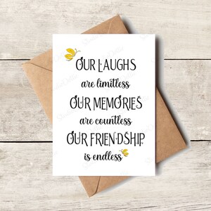 CARTE | Nos rires sont illimités Carte de voeux, cadeau d'amitié, carte-cadeau, bénédictions, carte BFF, carte d'anniversaire, meilleur ami pour toujours