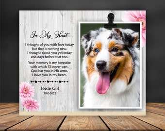 Personalized Pet Memorial Gift, Desk Picture Frame, The Rainbow Bridge, Pet Sympathy Gift For Pet Loss, Custom Dog Pet Keepsake Photo Frame