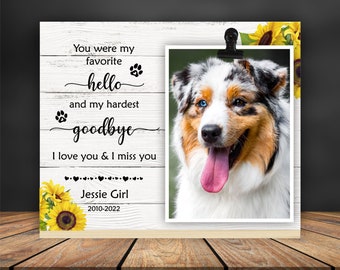 Personalized Pet Memorial Gift, Desk Picture Frame, The Rainbow Bridge, Pet Sympathy Gift For Pet Loss, Custom Dog Pet Keepsake Photo Frame
