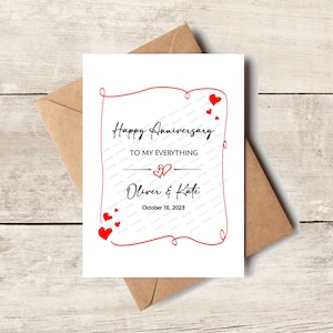 PERSONALIZE ANNIVERSARY Card | Custom Gift, Unique Custom Gift, Romantic Gift For Her Him, Gift For Wife, Gift For Husband, Wedding Cards