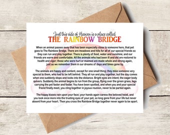 CARD | Rainbow Bridge Poem, Pet Sympathy Card, Pet Memorial, Custom Pet Gift, Dog Sympathy Gift, Dog Loss Gift, Dog Memorial, Greeting Cards