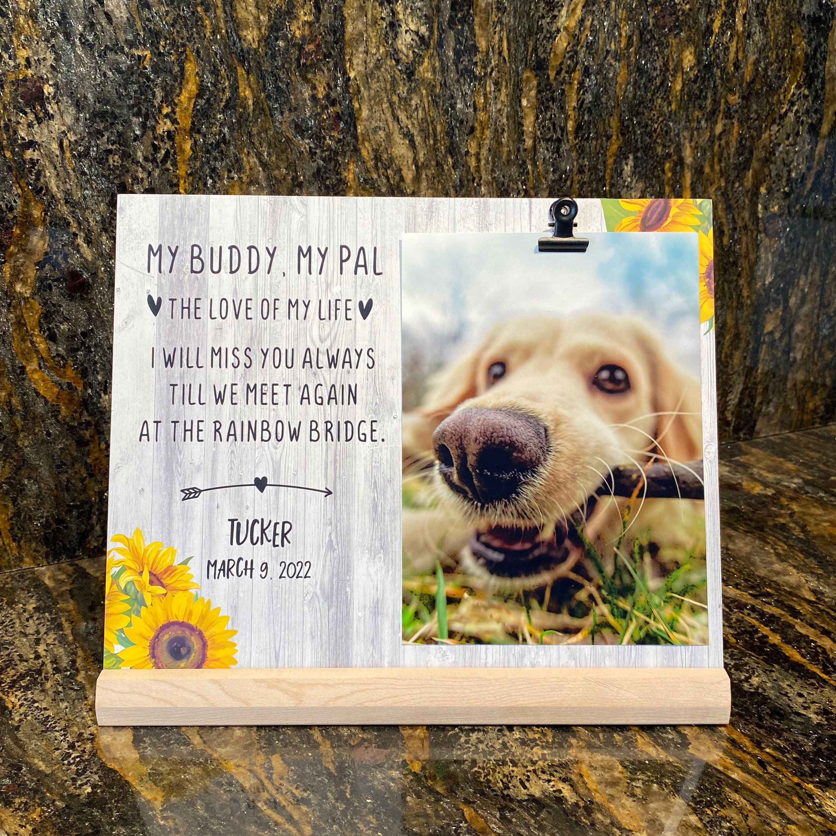 Cornice Commemorativa In Legno Per Animali Domestici – Portafoto Per Perdita Cane E Gatto Con Ponte Arcobaleno – 15,2 X 10,2 Cm