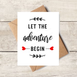 Let The Adventure Begin | Cards, Congratulations Wedding Card, Wedding Celebration, Happy Couple, Newly Engaged, Engagement Gift Card