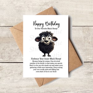 CARTE | Joyeux anniversaire Black Sheep Celebration, une carte pour ceux qui se démarquent ! Carte d'anniversaire amusante, voeux d'anniversaire, cadeaux d'anniversaire