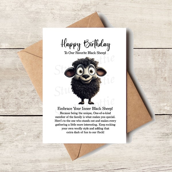CARD | Happy Birthday Black Sheep Celebration A Card for the One Who Stands Out! Funny Birthday Card, Birthday Wishes, Birthday Presents