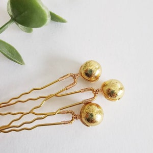 Gold Solitaire Hair Pins, Wedding Accessories, Bridal Hair Pieces, Bridesmaid & Bridal Hair Pins, Wedding and Prom Hair Pieces, image 4