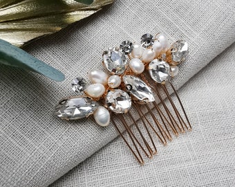 Gold Small Crystal Hair Comb, Wedding Accessories, Bridal Hair Comb, Bridesmaid & Bridal Hair Comb, Wedding and Prom Hair Comb, Gift