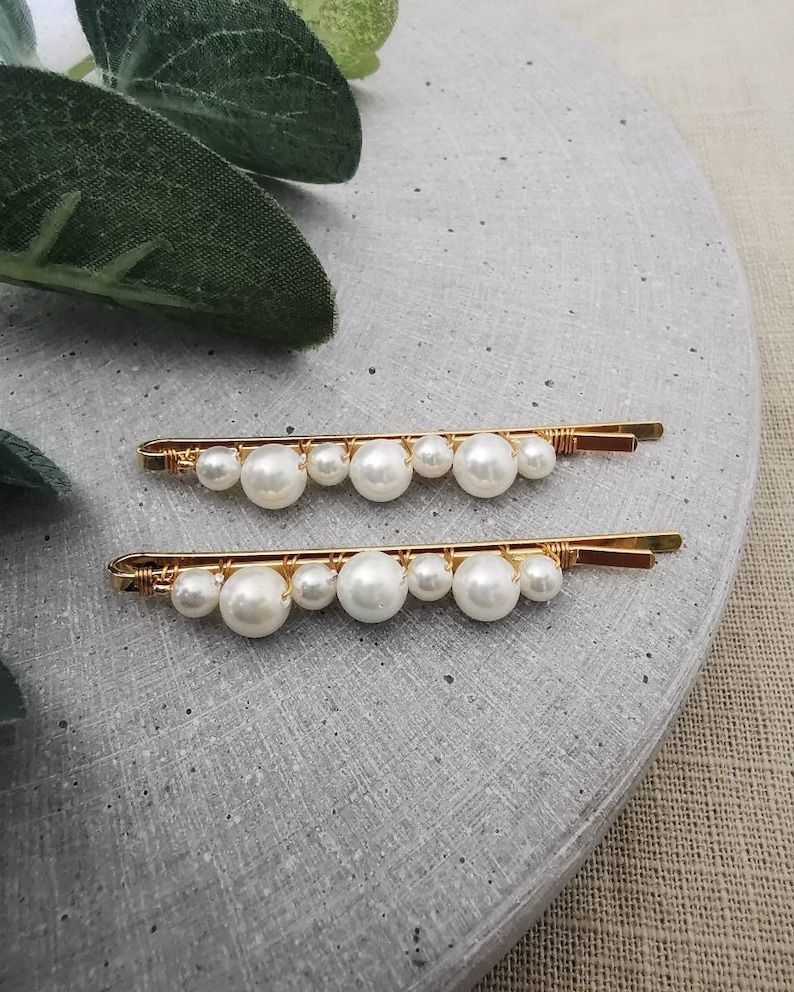 Pearl Hair Clips, Bridal Hair Piece, Bridal Hair Pins, Bridesmaids Gift, Wedding Hair Accessories , Hair Clips, Pearl Bobby Pins, Gift. image 2