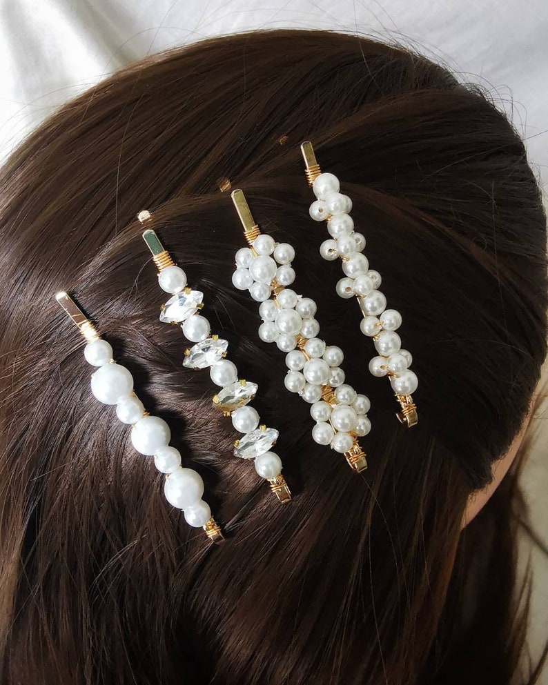 Pearl Hair Clips, Bridal Hair Piece, Bridal Hair Pins, Bridesmaids Gift, Wedding Hair Accessories , Hair Clips, Pearl Bobby Pins, Gift. image 4