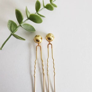 Gold Solitaire Hair Pins, Wedding Accessories, Bridal Hair Pieces, Bridesmaid & Bridal Hair Pins, Wedding and Prom Hair Pieces, image 2