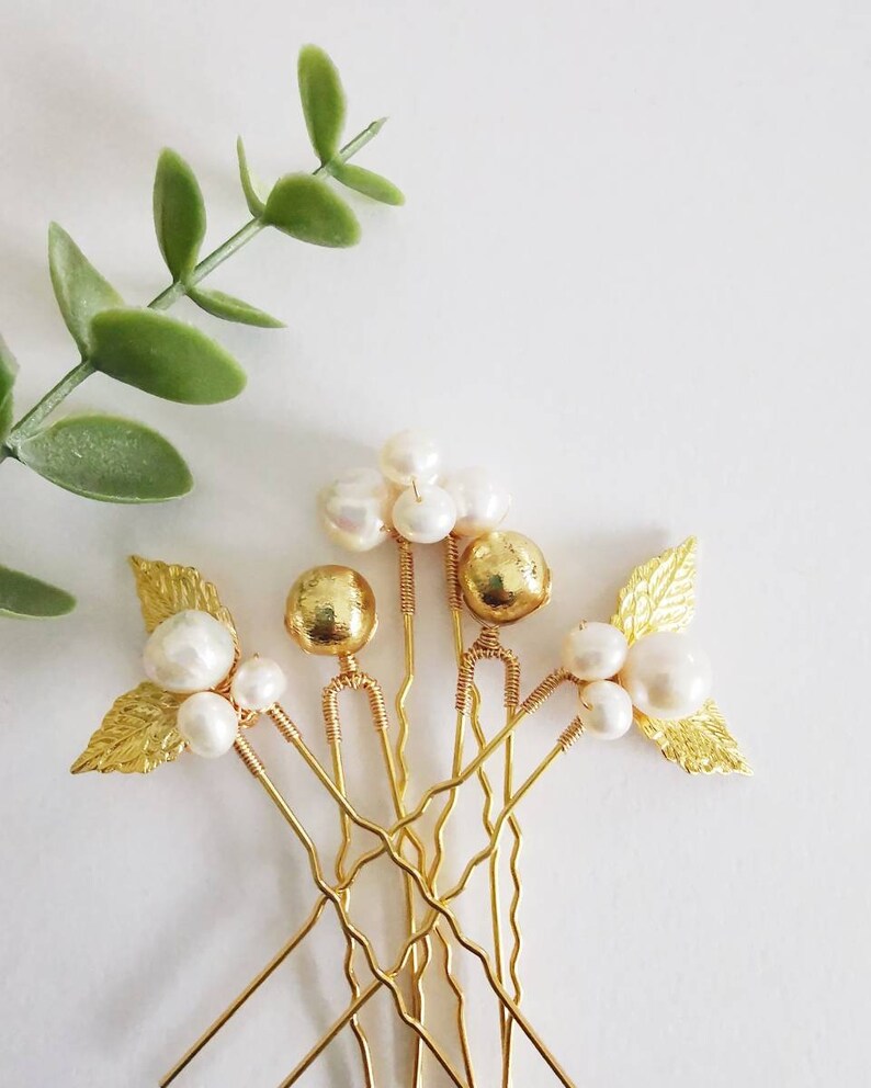 Gold Solitaire Hair Pins, Wedding Accessories, Bridal Hair Pieces, Bridesmaid & Bridal Hair Pins, Wedding and Prom Hair Pieces, image 9