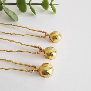 Gold Solitaire Hair Pins, Wedding Accessories, Bridal Hair Pieces, Bridesmaid & Bridal Hair Pins, Wedding and Prom Hair Pieces, image 5