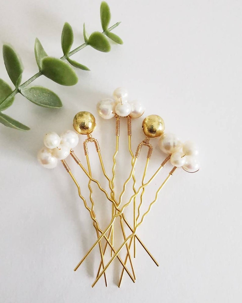 Gold Solitaire Hair Pins, Wedding Accessories, Bridal Hair Pieces, Bridesmaid & Bridal Hair Pins, Wedding and Prom Hair Pieces, image 8