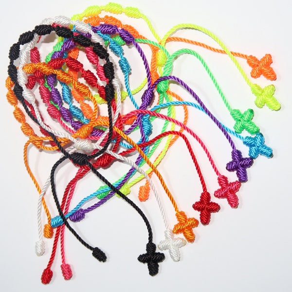 Pulseras decenario de 10 nudos de la suerte en colores variados, hechas a mano de hilo de nylon, artesanales, para hombre o mujer unisex