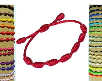 Red thread bracelet 7 knots lucky evil eye bracelet for men or women adjustable nylon thread or other colors to choose from