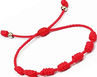 kabbalah red string bracelet with 7 knots for protection from the evil eye and bring good luck with beads adjustable for men and women